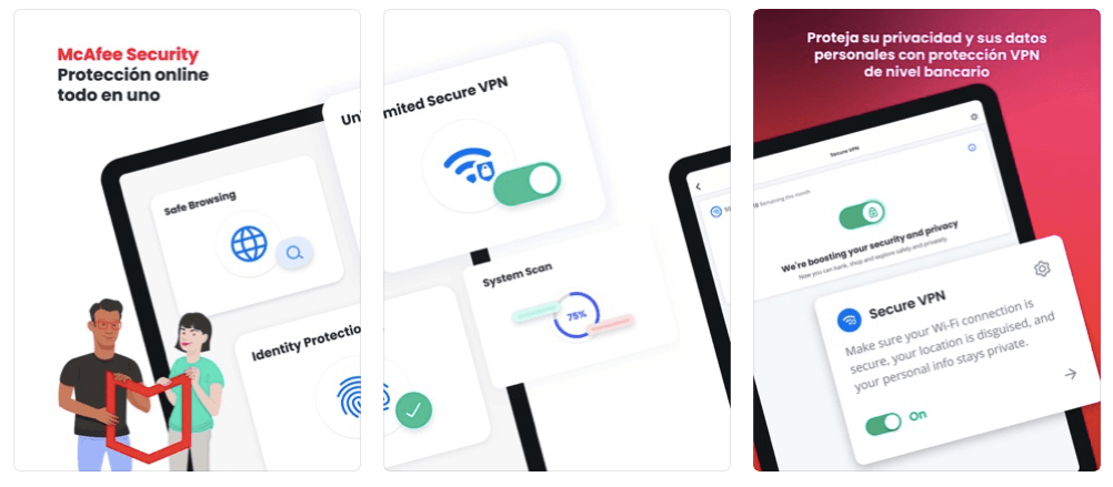Pantallazos de app McAfee