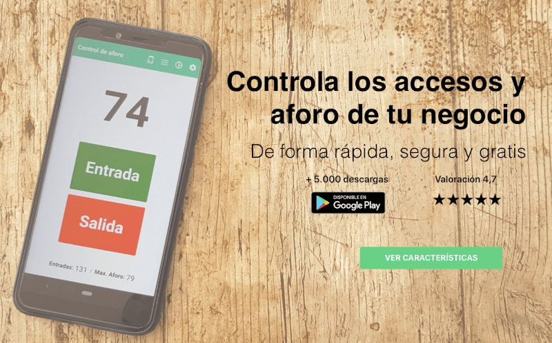 Pantallazo app Control de aforo APP