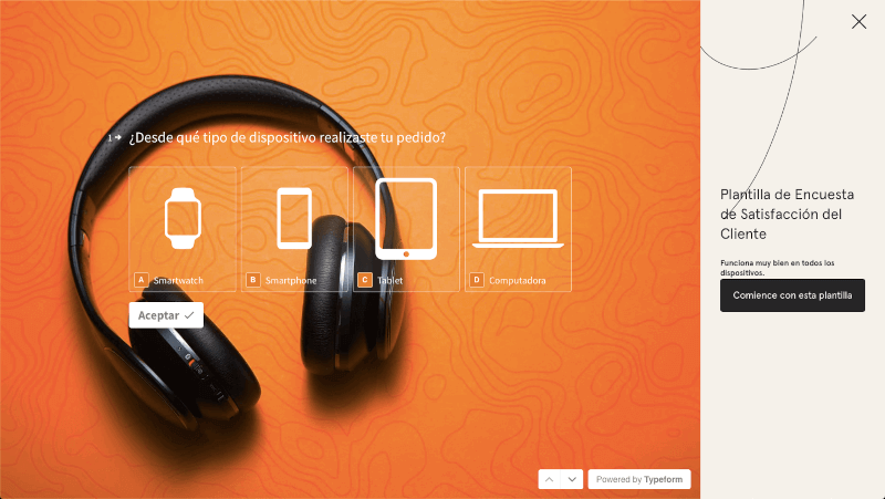 Pantallazo de Typeform para encuestas online
