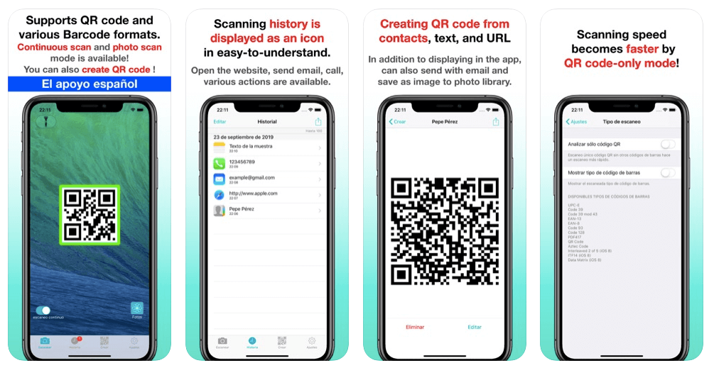 Pantallazos de app Código QR y código de barras, de Climb App