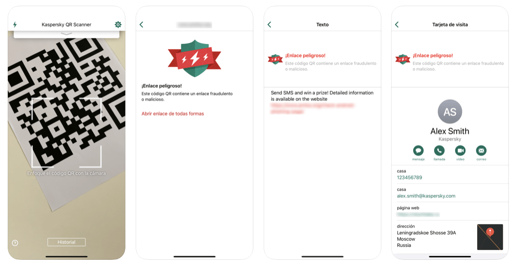 Pantallazos de Kapersky QR Scanner