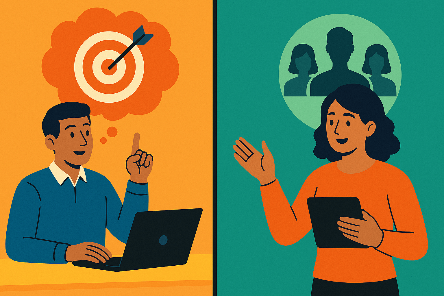 Ilustración sobre objetivos y audiencias