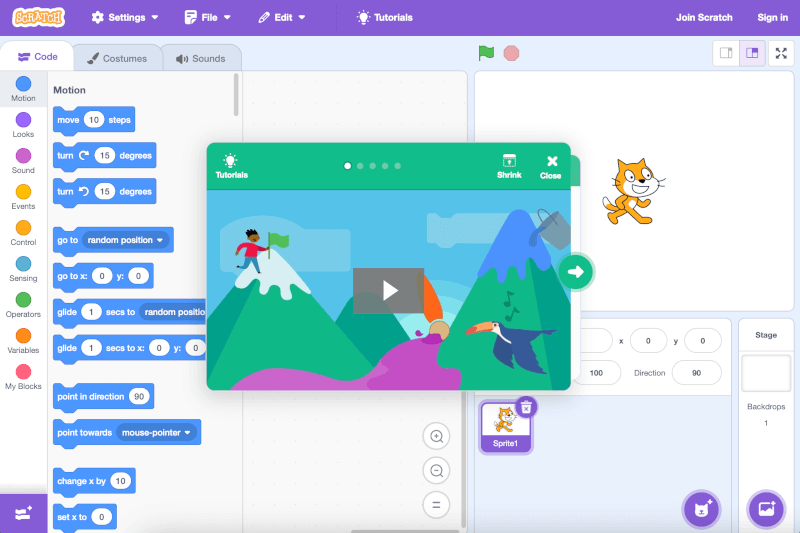 Ejemplo programación para niños con Scratch