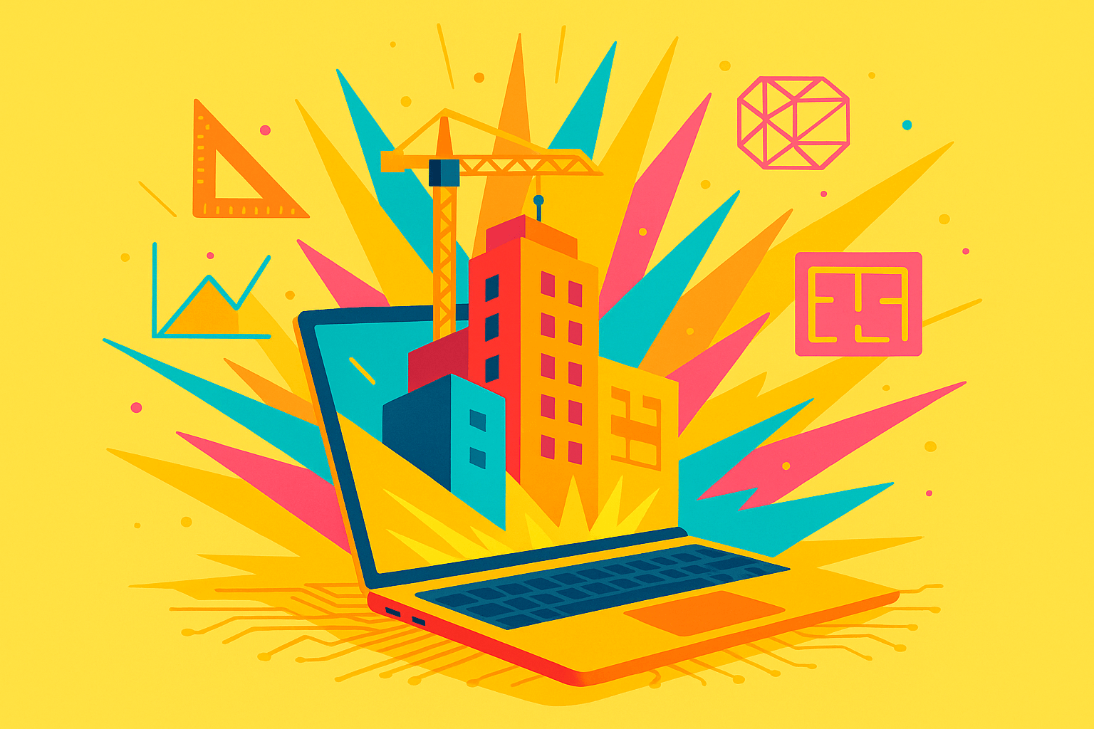 Ilustración de un ordenador para arquitectura