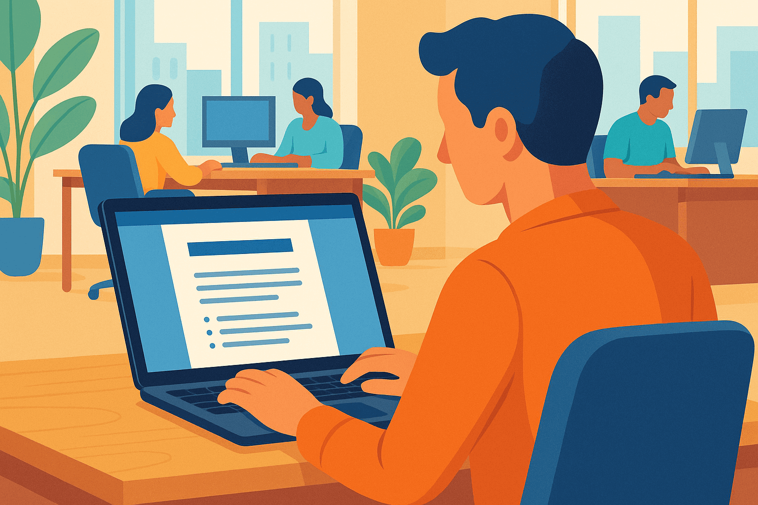 Ilustración sobre los mejores ordenadores para oficina