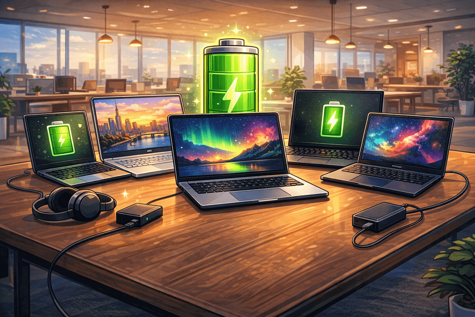 Ilustración sobre portátiles con la mejor duración de batería
