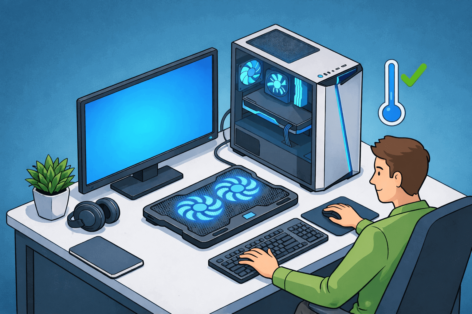 Ilustración de un ordenador a temperatura de funcionamiento óprima